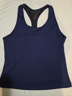 Pop fit women's 3X blue athletic tank top #07